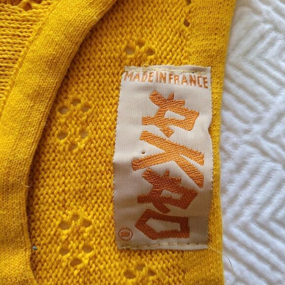 Akao yellow knit cotton blend sweater long sleeved MADE IN FRANCE - Picture 4 of 10